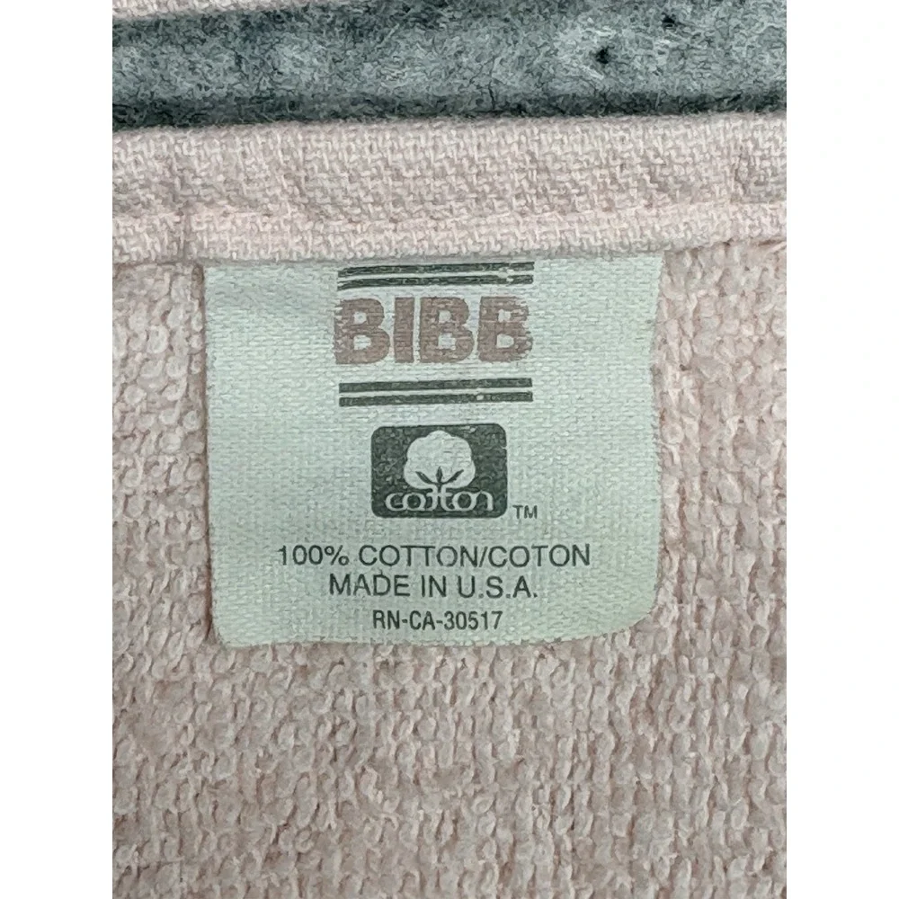 Vintage BIBB Pink Floral Ribbon Bath Towel Set USA Cottagecore Shabby Chic